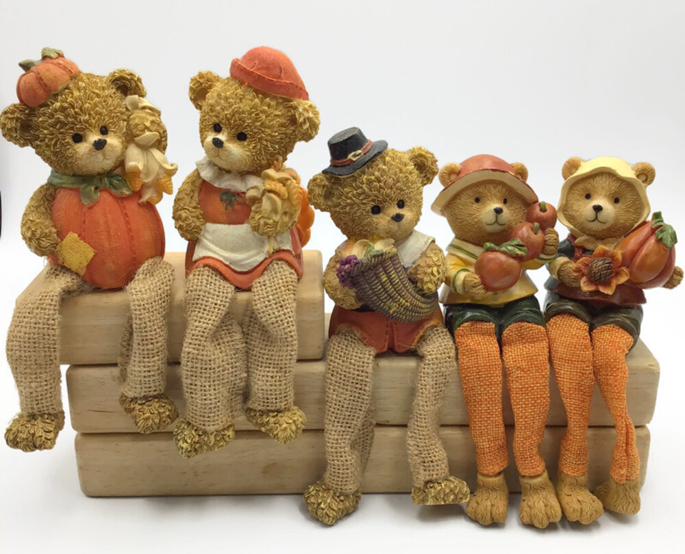 Thanksgiving Bear Shelf Sitters Lot Pumpkin Autumn Apples Harvest Cottagecore